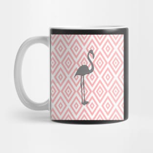 Abstract geometric pattern - pink and white - black flamingo Mug